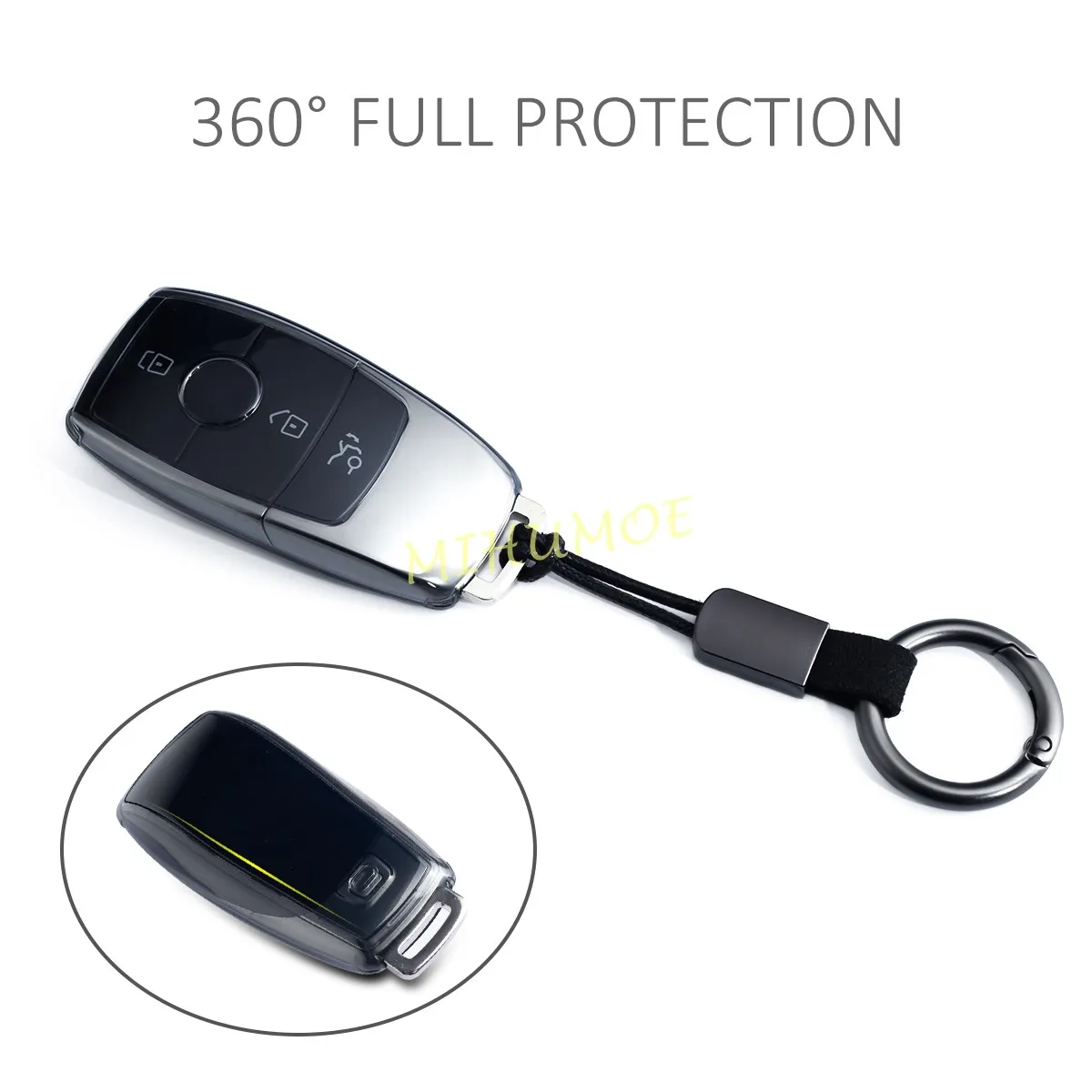 Black Transparent Key Fob Case Cover Holder Keychain