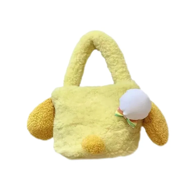 Japanese Ins-Style Cute Plush Biscuit Handbag - Adorable Cartoon Phone Pouch for Women - Practical Claw Machine Plush Toy Bag