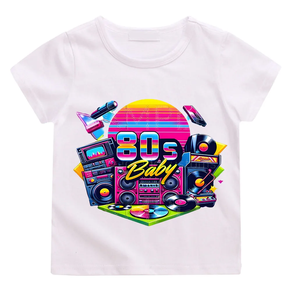 80S Baby Music Printing T Shirt Hip Hop Print Kids T Shirt Boys Cartoon Short Sleeve Baby Girls T Shirt Children's Clothes Y2k 2