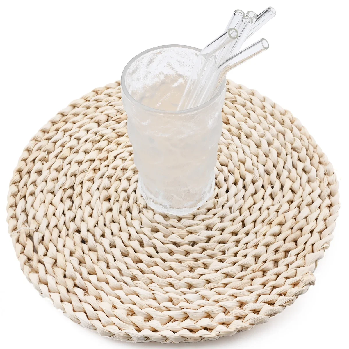 Glass Straw Set Drinking Straws Cocktail Accessories 8pcs Reusable High Borosilicate Glass For Smoothies Cocktails Party Bar