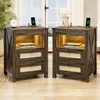 Stand Set 2 with Gun Drawer, with Charging Station, LED with Human Sensor Light, Nightstands 1