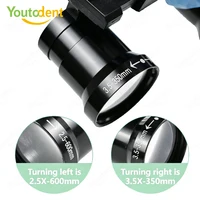 Loupes dentaires binoculaires à clip réglables 2,5X-3,5X, loupe optique à distance de travail de 350-600 mm pour la chirurgie 3