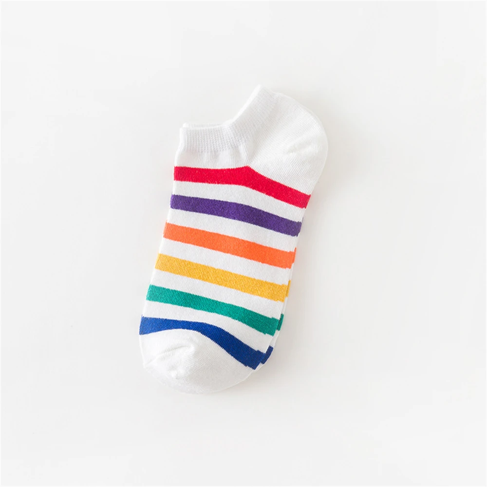 Funny Cute Happy Animal Fruit Foods Eggs Short Socks Cartoon Omelette Strawberry Pineapple Rainbow Stripes Sokken Dropship