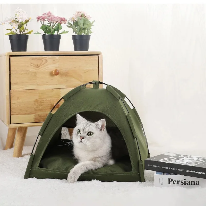 Pet Tent Bed Cats House Supplies Products Accessories Warm Cushions Furniture Sofa Basket Beds Winter Clamshell Kitten Tents Cat