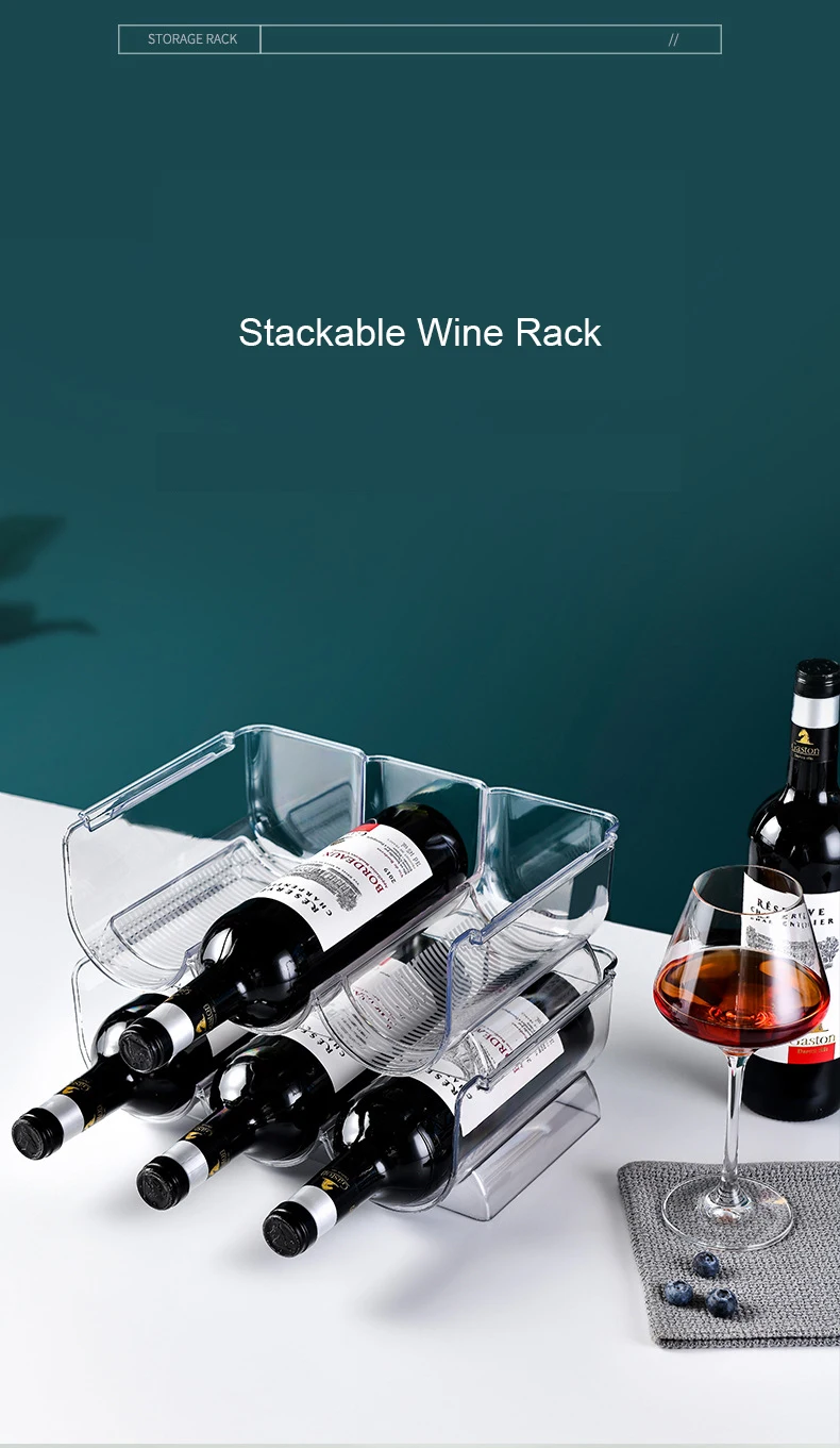 Wine Rack Stackable Fridge Organizer Kitchen Bottle Storage Rack Can Bottle Organizer Holder Rack kitchen Storage & Organization