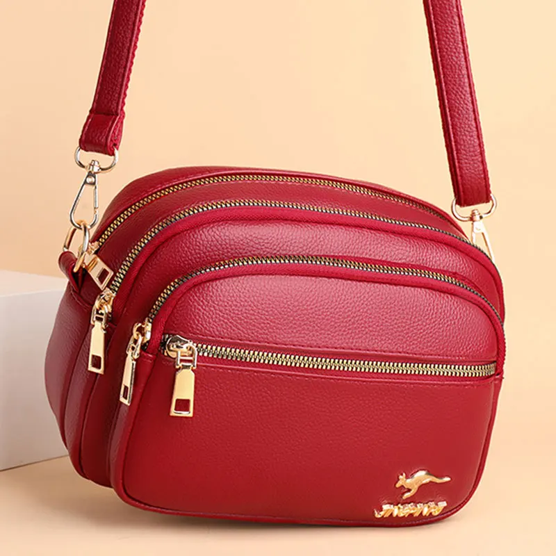 2025 New Arrival Women's Soft Leather Multi Layer Versatile Shoulder Crossbody Bag for Moms Large Capacity