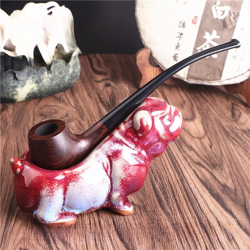 

Ebony Wood Pipes For Smoking Bent Type Pipe Accessory Carving Pipes Smoke Tobacco Cigarette Acrylic Holder Oil Burner Pipe