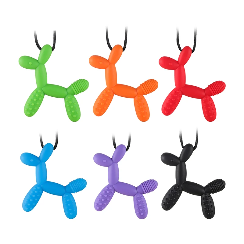 Baby Teethers Doggy Shape Teething Pendant Food Grade Puppy Dog Sensory Toy for Toddler Kids Chew