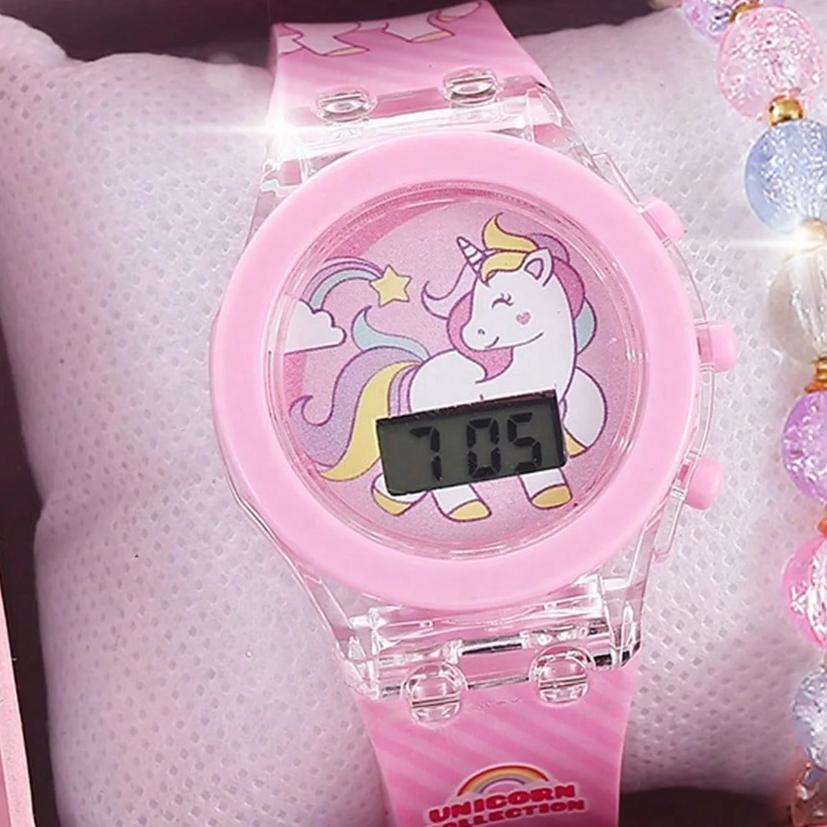 Electronic Watch 1pcs Unicorn Silicone + 1pcs Unicorn Crystal Bracelet Set Gift DAUGHTER'S GRADUATION Season