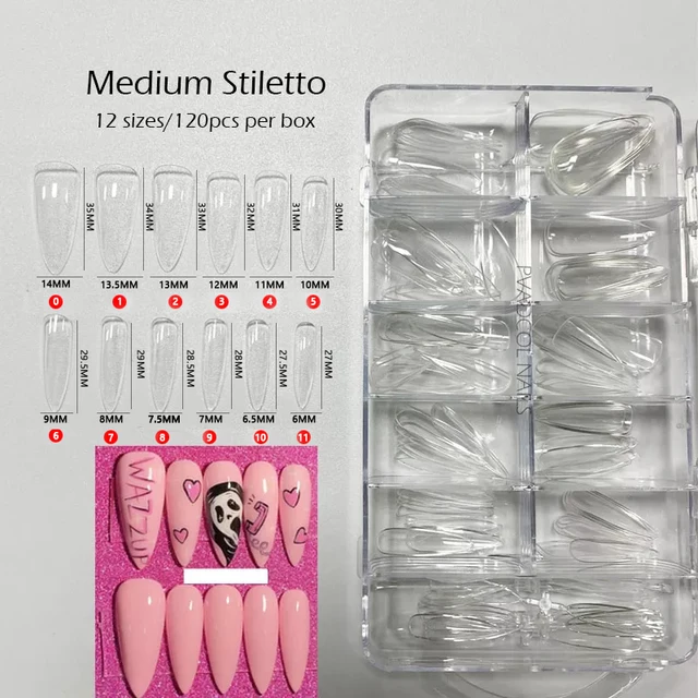 Gel Nails Extension System Full Cover Sculpted Clear Stiletto Coffin False Nail Tips 240pcs/bag Medium Stiletto
