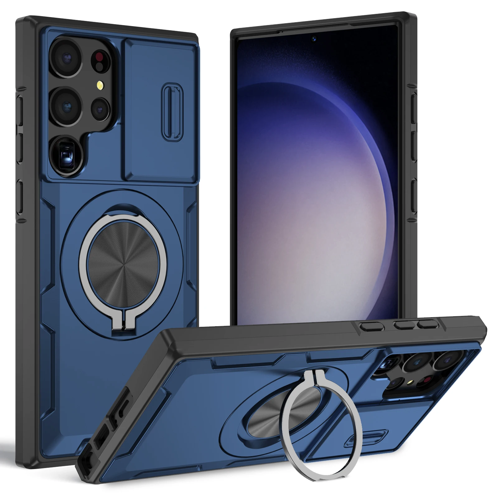 Armor Magnetic Bracket Case with Slide Camera Protection - Shockproof Cover