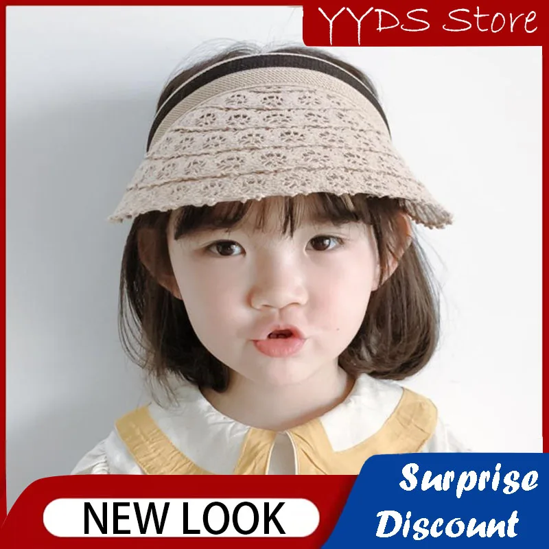Ap Children's Sun Hat Hollow Lace Empty Top Hat Outdoor Travel Beach Cap Peaked Cap Sun Protection Sun Hat Baby Hat summer outdoor baby baseball cap riding mountaineering travel sunscreen sunshade neck protection cape cap children s peaked hat