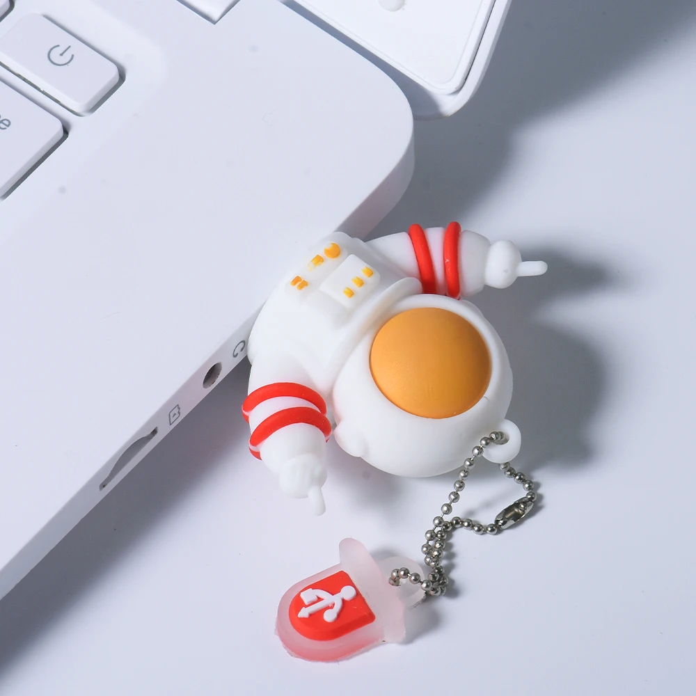 thumbnail image 3 of Memoria USB con forma de astronauta, 128 GB, regalo creativo y genial, 64 GB, llavero gratis, memoria USB de 32 GB, memoria USB blanca de 16 GB, 3 of 5