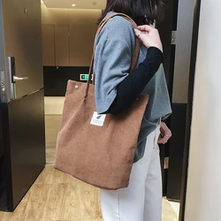Corduroy Foldable Shopping Package Shopper Bags Female Eco Bags Friendly High Capacity Reusable Handbags Shoulder Bags Tote Bag