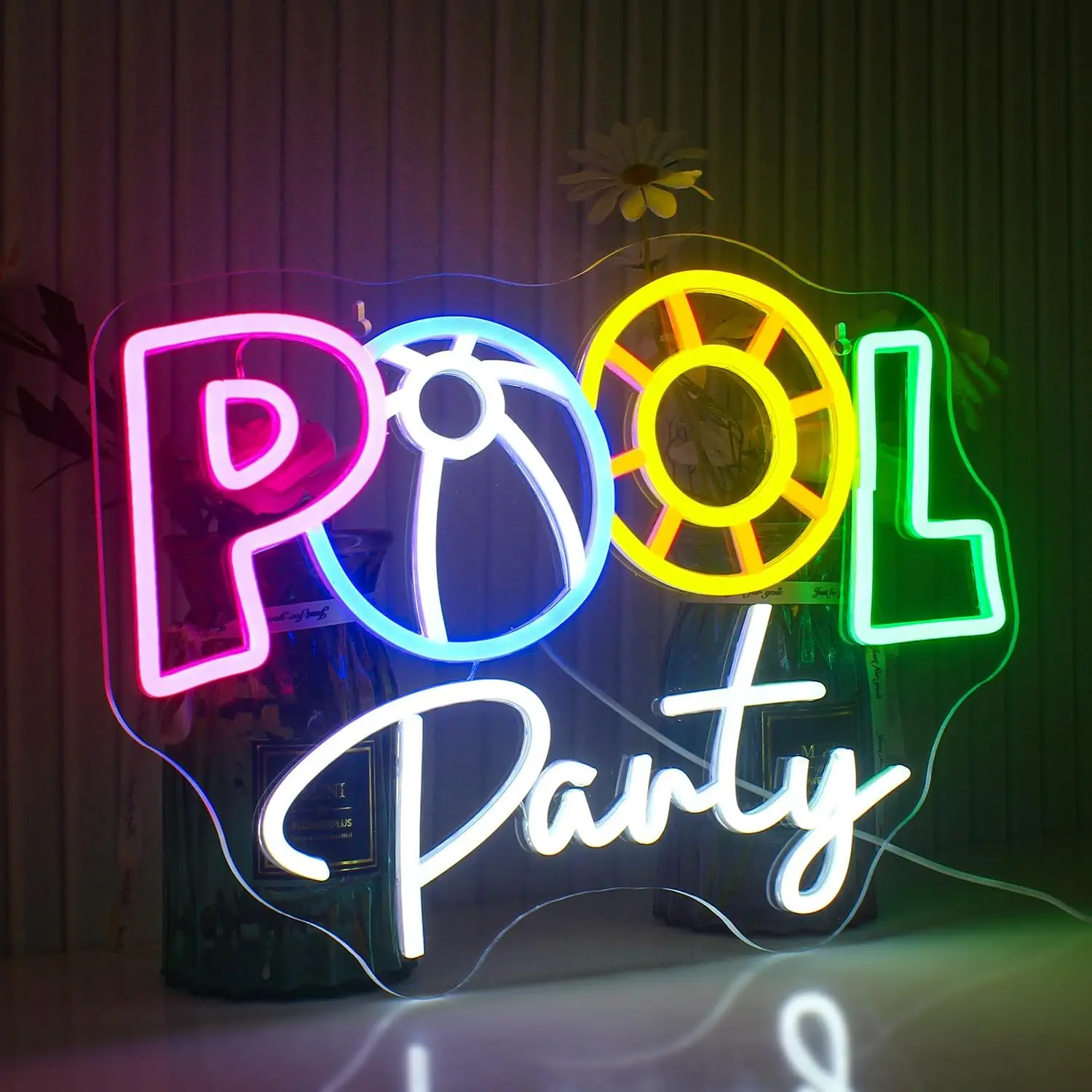 

Pool Party Shark Gym Neon Sign LED Swimming Light for Wall Bedroom Bathroom Decor Living Room Gaming Art Office Hotel Pub Room