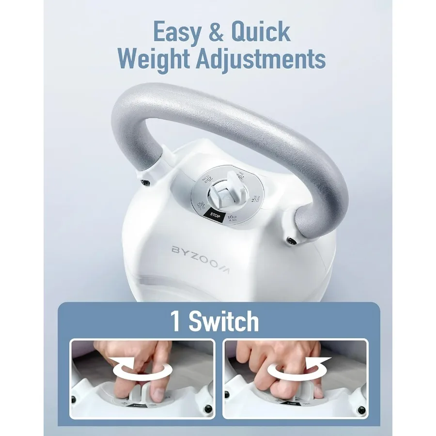 Adjustable Kettlebell 30lb Weight Training Fitness Exercise Full Body Workout 5 in 1 for Home Gym Beginners Woman