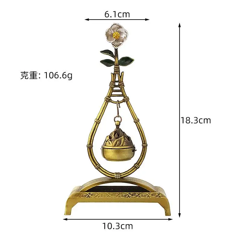 Creative Mini Aromatherapy Incense Burner, Home Indoor Zen Tea Ceremony Decorations, Metal Pipa Shape Small Hanging Furnace, 1Pc
