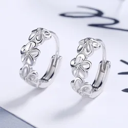 Nice 925 Sterling Silver Needle Earrings for Women Lady Wedding Fashion High Quality Jewelry Crystal Zircon Flower Stud