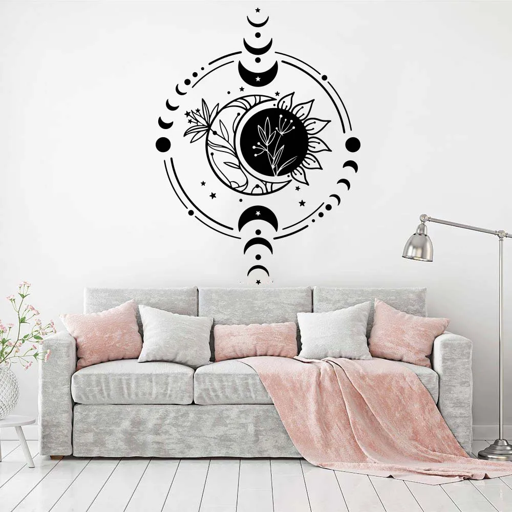 Magic Sun and Moon Wall Sticker Kids Room Playroom Celestial Moon Phase ...
