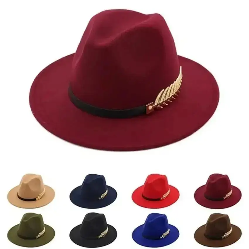 Simple Fashion Formal Occasion Couples Woolen Hats Large Brimmed Jazz Hats Autumn And Winter Fashion British Vintage Top Hats