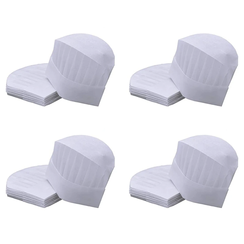 

New 100 Packs Of Disposable Chef Hat SMS 100% Non-Woven Kitchen Cooking Hats Cap Party Baking