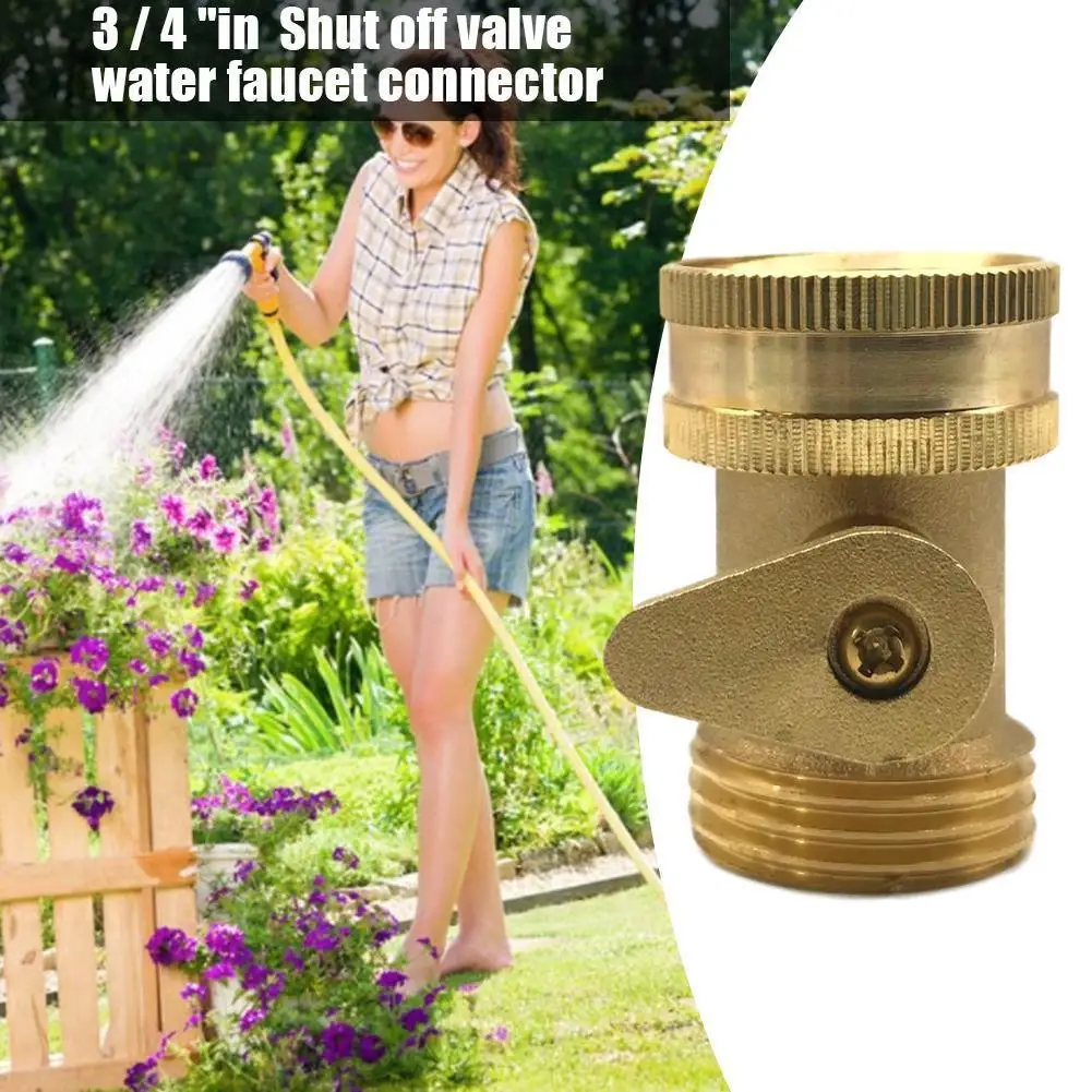 3/4 Garden Hose Shutoff Valve Brass Water Hose Faucet Connector For Garden Watering Coupler Joint Connect Repair Shut