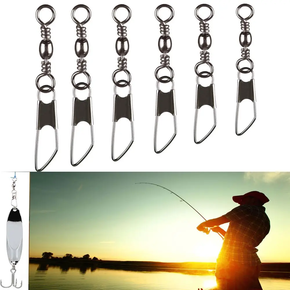 

50pcs Portable High Quality Durable Fishing Connector Stainless Steel Hanging Snap Barrel Swivel