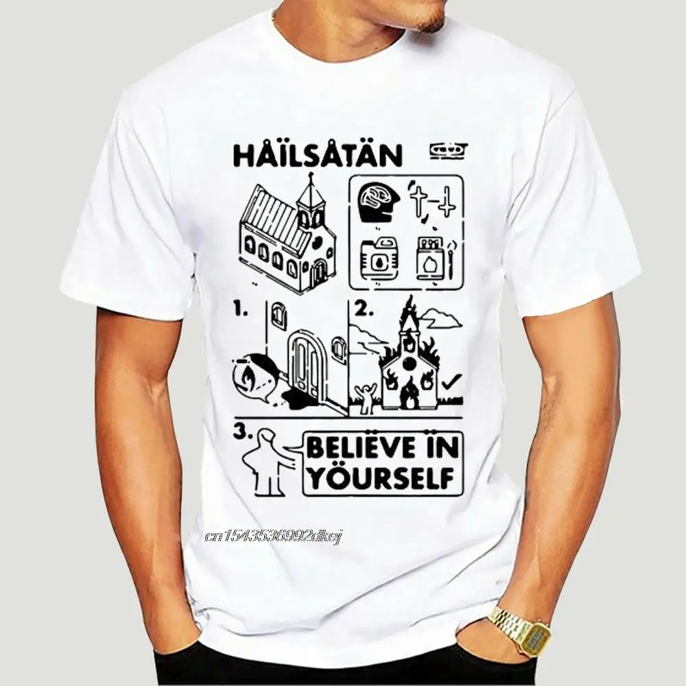Fordampe Men stilhed Hail Satan Believe In Yourself Church Fire T-shirt 0869a - T-shirts -  AliExpress