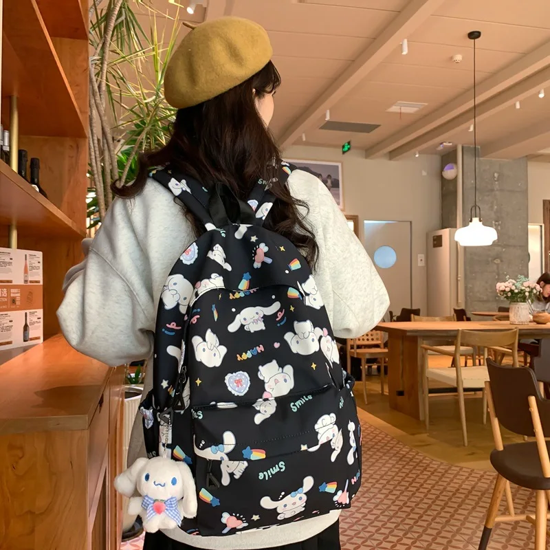 산리오 애니메이션 시나모롤 여고생 학교 가방, 중학생 배낭, 카와이 대용량 방수 배낭, 여행 가방