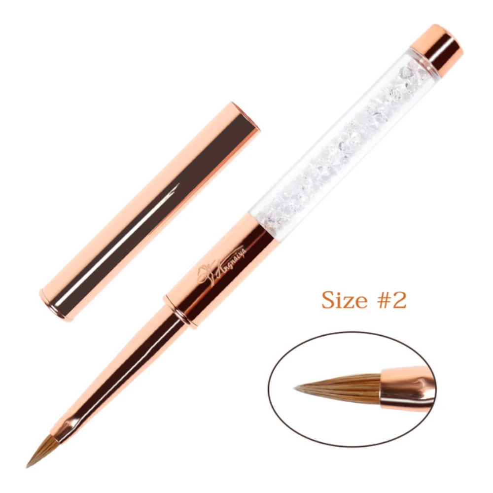 BQAN Rose Gold 3D Kolinsky Acrylic Nail Brush Purple Nails Art Brush