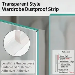 Enhanced Self - Adhesive Dust - Proof Seal Strip for Cabinets and Wardrobes (Transparent)
