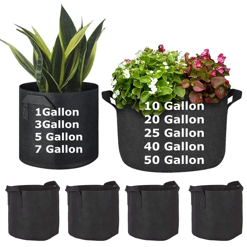 Fabric Planters Grow Bags 5pcs Fabric Planting Bags Non-Woven Aeration Pots  With Handles Garden And Outdoor Heavy Duty Thickened - AliExpress