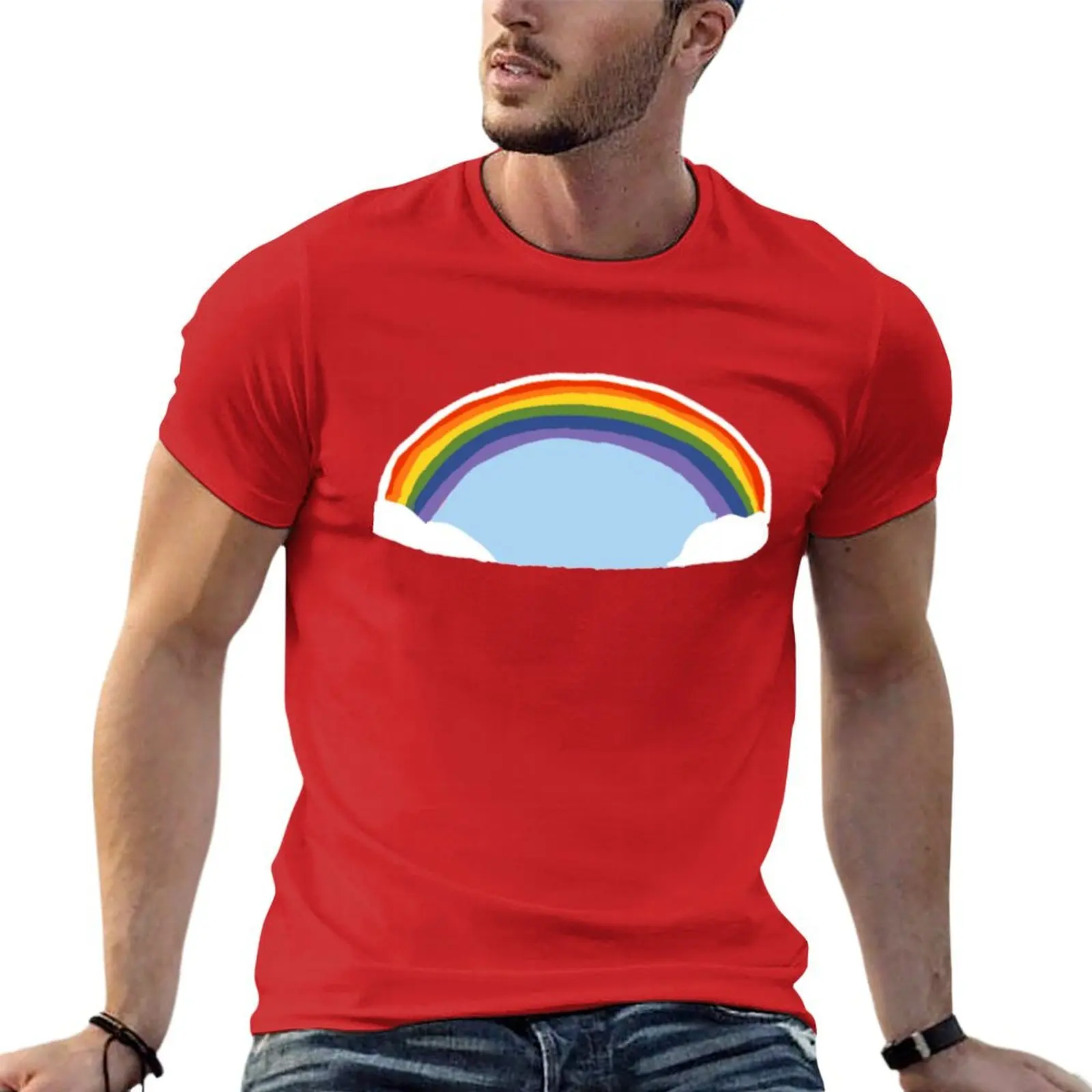 Maglietta Freddy Mercury Rainbow T-Shirt Vintage Top Sweat Mens Graphic T-Shirt Anime