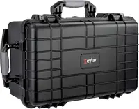 Carry-On Travel Roller Gear, Camera, Drones, Tools, Equipment Hard Case Waterproof with Foam Black 1