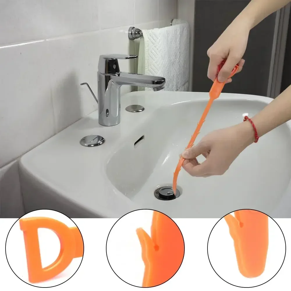 Heavy Duty Drain Snake Clog Remover Tool 60 Inch Sink Snake for Hair Sewer Kitchen Bathroom Pipe Dredger Cleaning