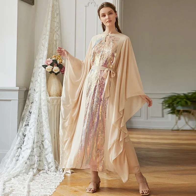2025 New Abayas Women Dubai Turkey Eid Ramadan Abaya Femme Chiffon Abayat Gulf Muslim Fashion Dress Islamic Clothing Formal Robe 3