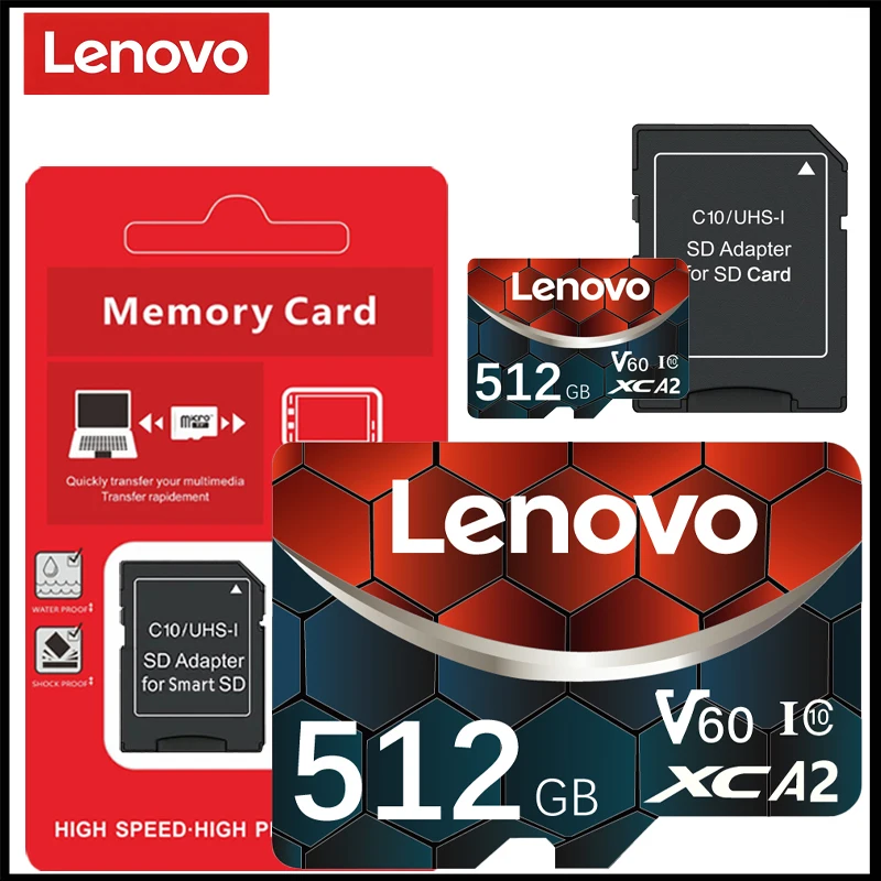 레노버 마이크로 SD 카드 2TB 클래스 10 고속 SD 메모리 카드 128GB U3 V60 플래시 카드 1TB 512GB 256GB 닌텐도 스위치용