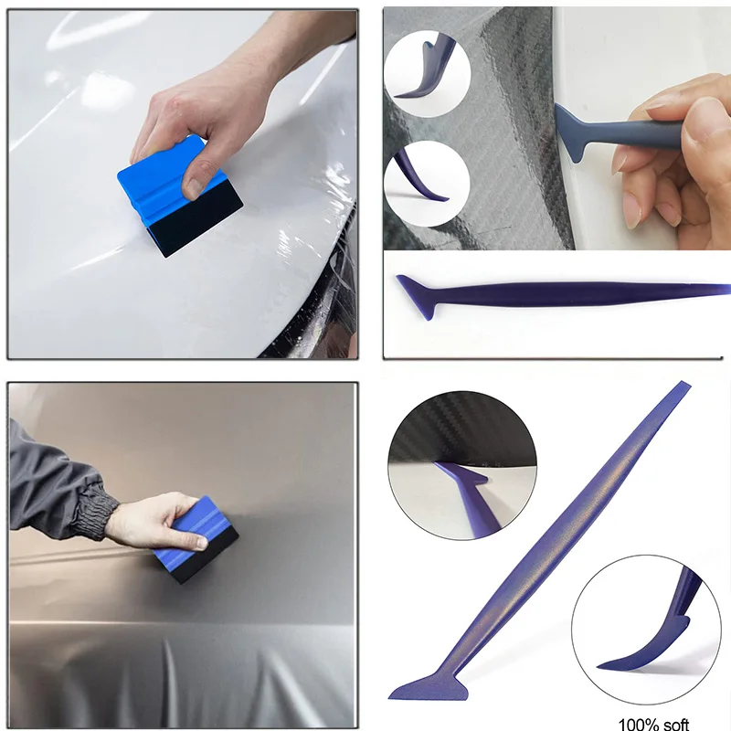 Vehicle Vinyl Wrap Tool Kit Window Tinting Tool 4 Inch Felt Squeegee Retractable 9mm Utility Knife Vinyl Cutter Corner Squeegee