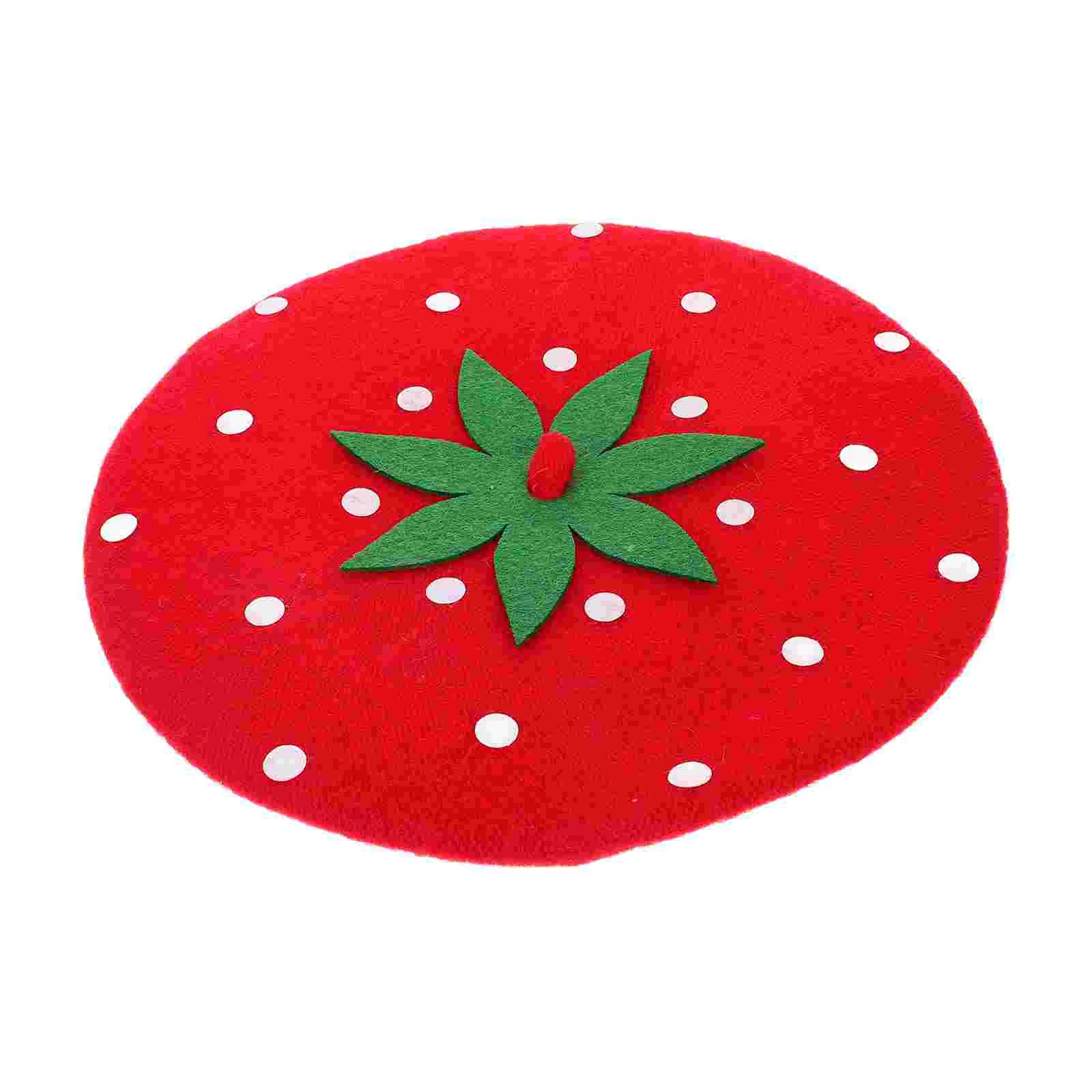 Strawberry Beret Knitted Woolen Hat Berets Has Strawberries For Girls Fruit Cosplay to Weave Miss beret hat woolen beret wool caps