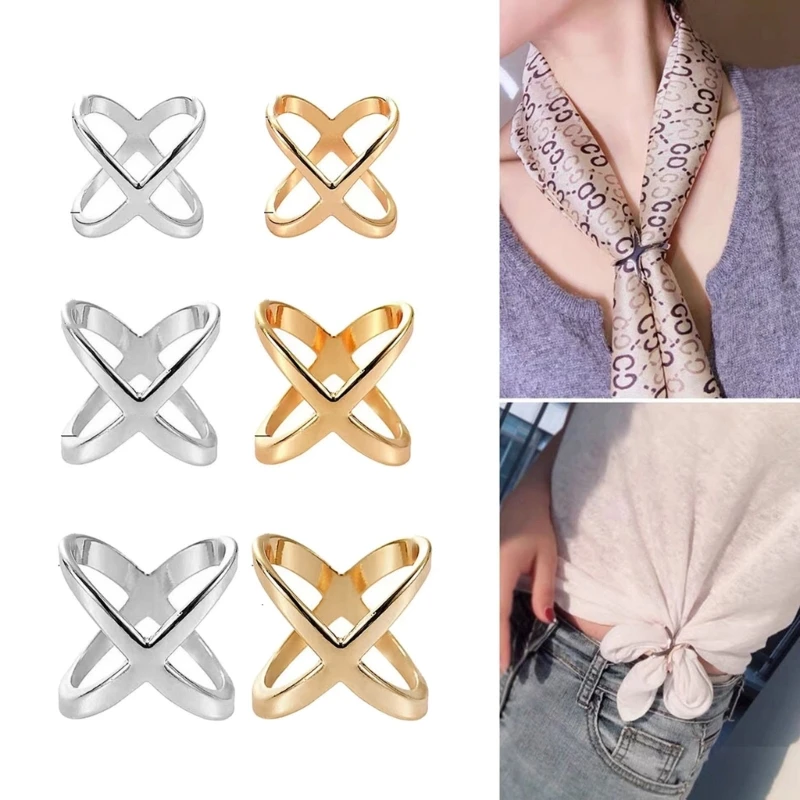 Fashion Letters H Elegant Cross X Shape Scarf Buckle Ring Clips
