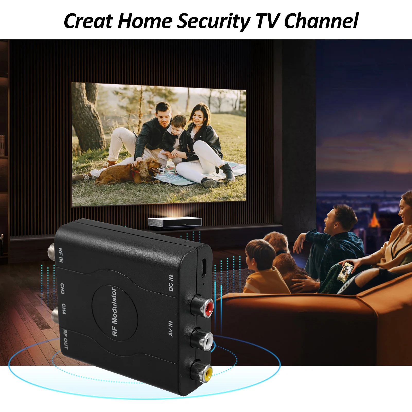 RF Modulator AV to RF Converter NTSC CH3/CH4 Channels Video Input Adapter HD VHF Demodulator Converter for CATV System tv av rf modulator
