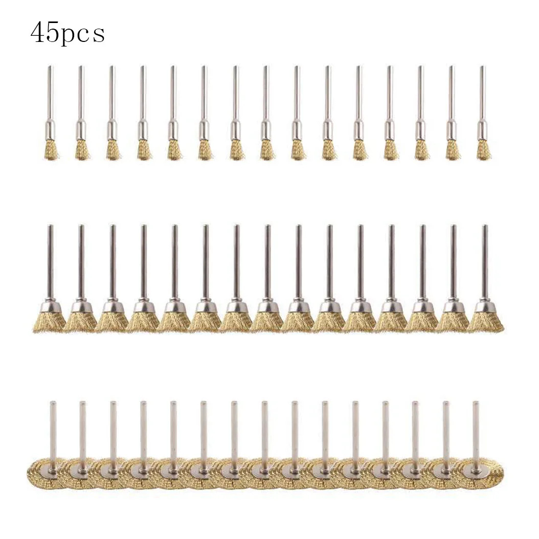 

45pcs Gold Wire Brush for Metal Rust Removal with 3mm Shank Bar