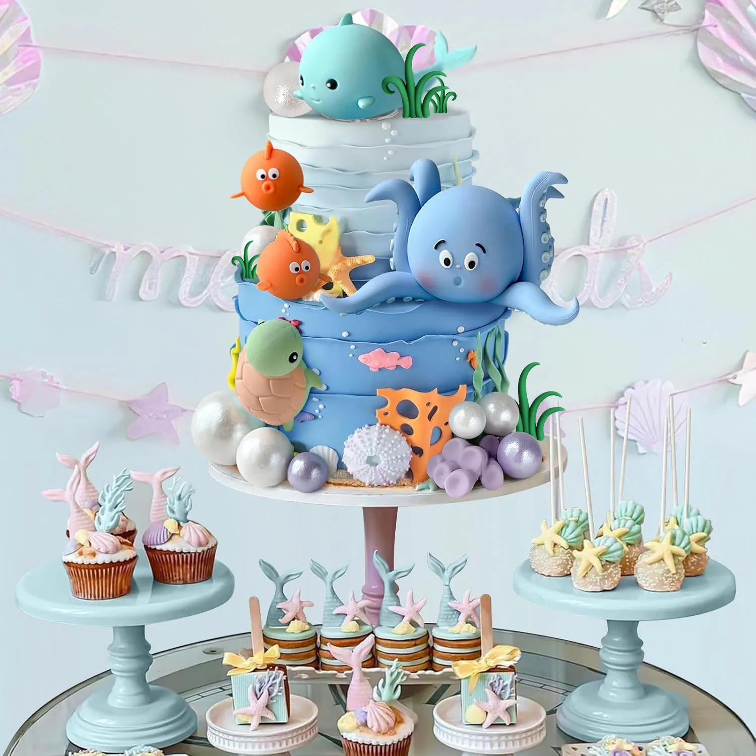 Candeline Compleanno A Tema Animali Marini 3D - Per Torte, Feste A Tema, Compleanno 2 Anni