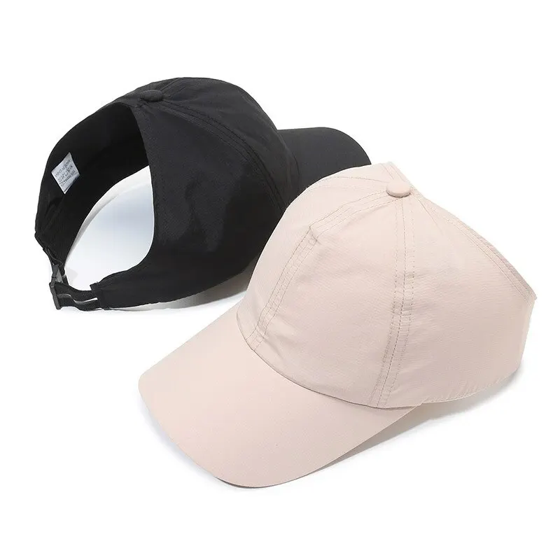 Summer Ponytail Quick-Drying Sunscreen Hat Fisherman Hat Women Shade Cap Uv Protection Soft Top