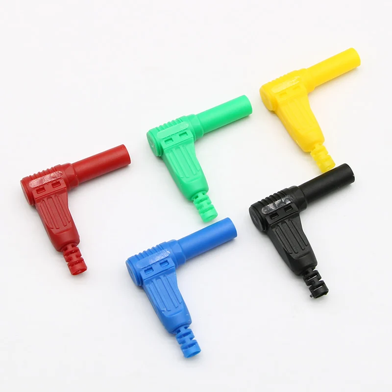 

2pcs 4mm Male Right Angle Insulation Wire Solder Type DIY Banana Plug Connectors Multimeter Test Red Black Blue Green Yellow