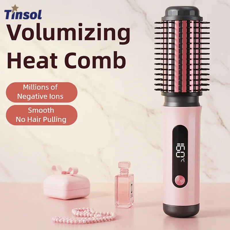 Brosse à air chaud à ions négatifs TINSOL, outil de coiffage professionnel, brosse chauffante multifonctionnelle pour boucler et lisser les cheveux 1 Brosse à air chaud à ions négatifs TINSOL, outil de coiffage professionnel, brosse chauffante multifonctionnelle pour boucler et lisser les cheveux 1