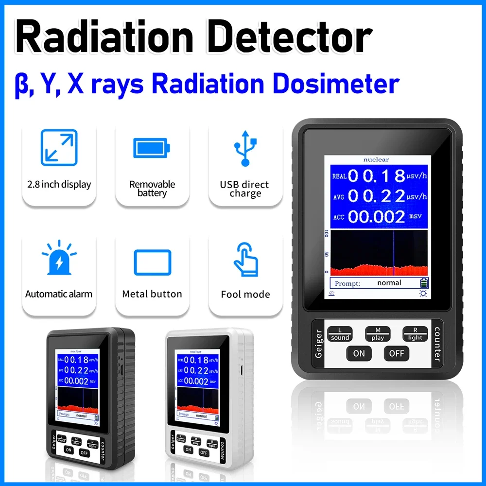 Radiation Detector XR1 BR-9B Color Display Screen Geiger Counter Personal Dosimeter Beta Gamma X-ray