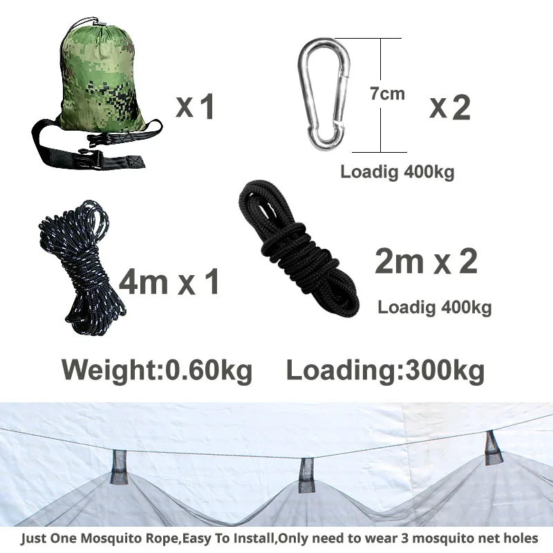 Lighten Up 210T Nylon Anti-mosquito Parachute Cloth Aerial Camping Tent Outdoor Mosquito Net Hammock Sleeping Swing