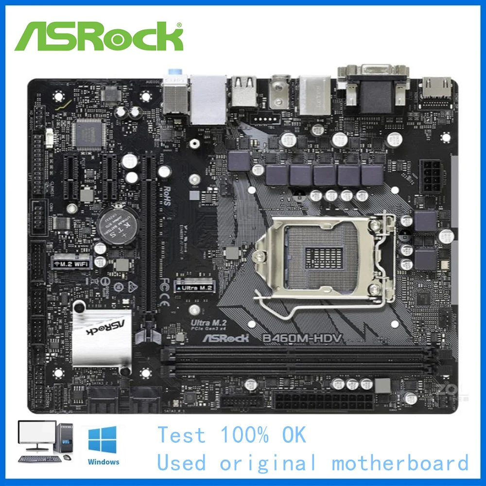 Scheda Madre B460 Utilizzata Per Presa Scheda Madre Asrock B460M-Hdv Lga1200 Ddr4 Supporto Scheda Madre Desktop 10400 10700