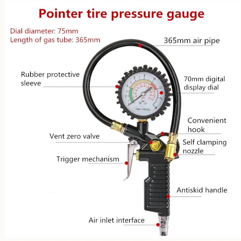 Digitales Auto EU Reifen Luftdruck Inflator Manometer LCD-Display